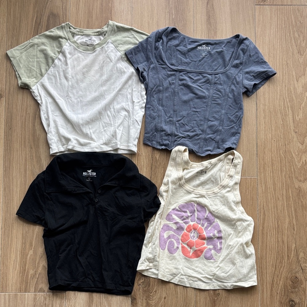 Hollister Women’s Four-Pack bundle Tops — Blue, Olive, Black, Cream